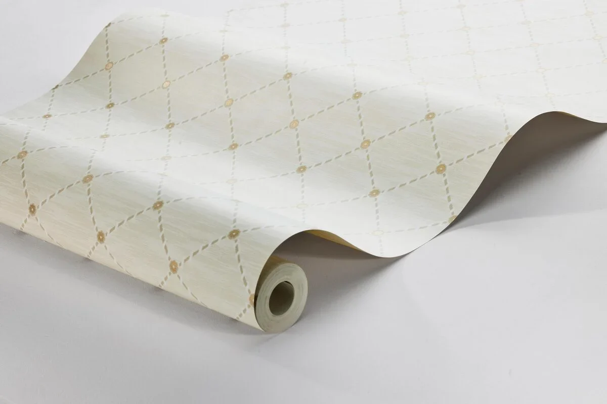 Tapeta z motywem geometrycznym GOLDEN TRELLIS kremowy ze złotym - Image 3