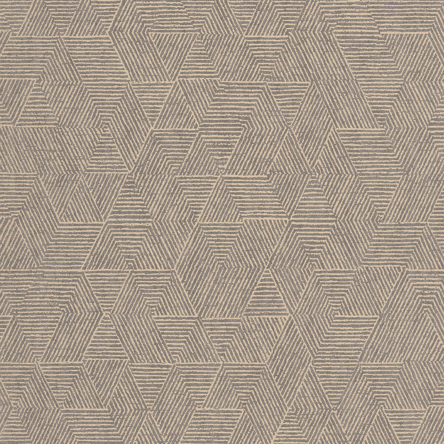 Tapeta z motywem geometrycznym JOSEF - GRIS CENDRE szary ze złotym