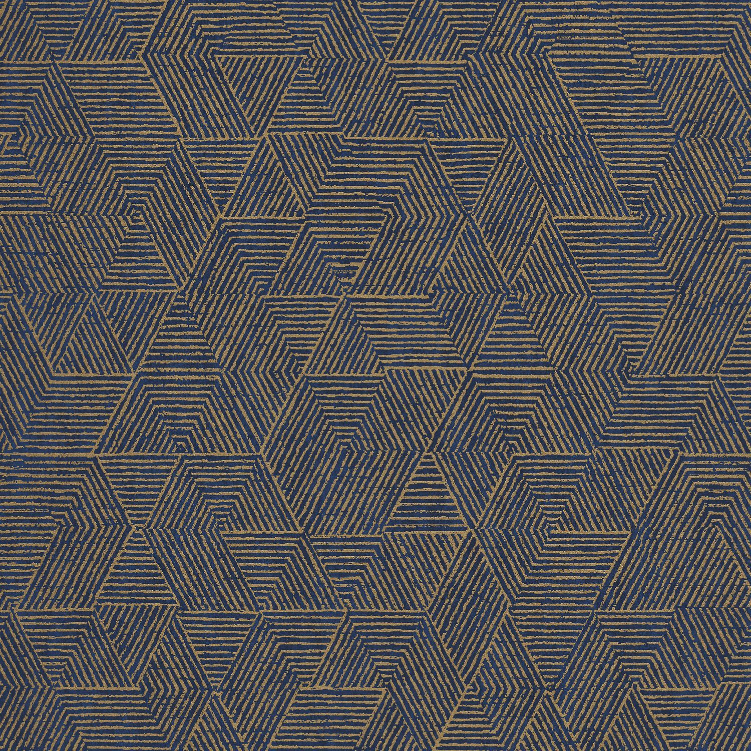 Tapeta z motywem geometrycznym JOSEF - MARINE granatowy ze złotym