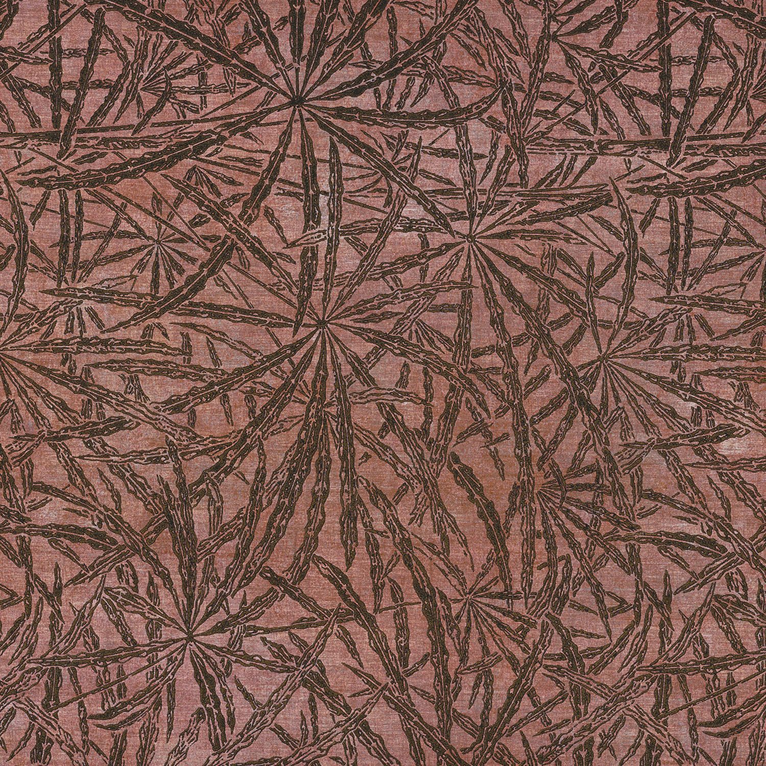 Tapeta strukturalna z motywem roślinnym liści palm PALMYRE - TERRACOTTA terakota