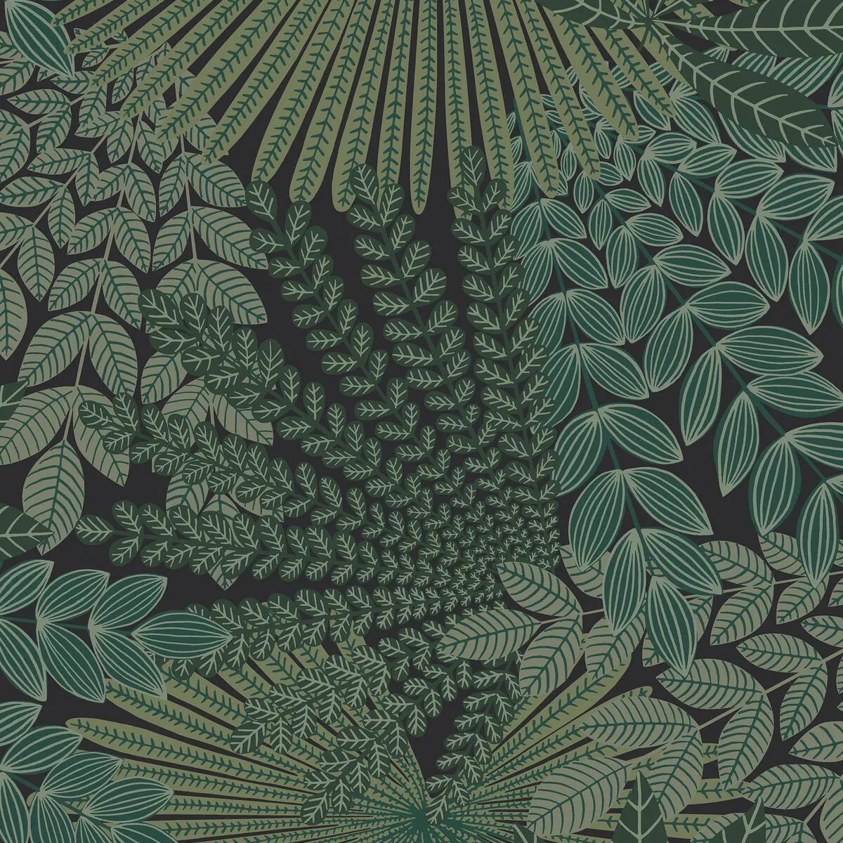 Tapeta z motywem roślinnym liści VELVET LEAVES zielony