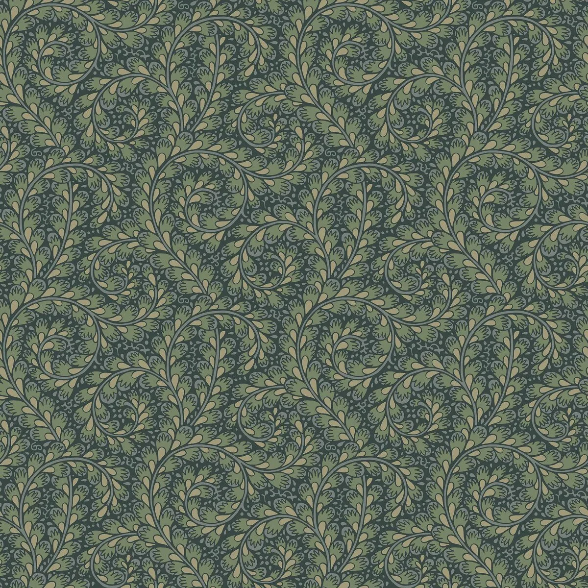 Tapeta z motywem roślinnym liści WILD FERNS zielony