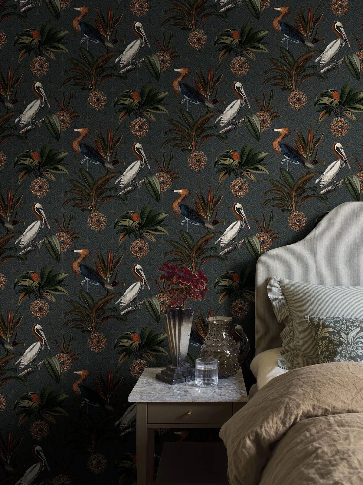 Tapeta z motywem zwierzęcym ptaków SAPPHIRE BIRDS ciemnozielony - Image 2