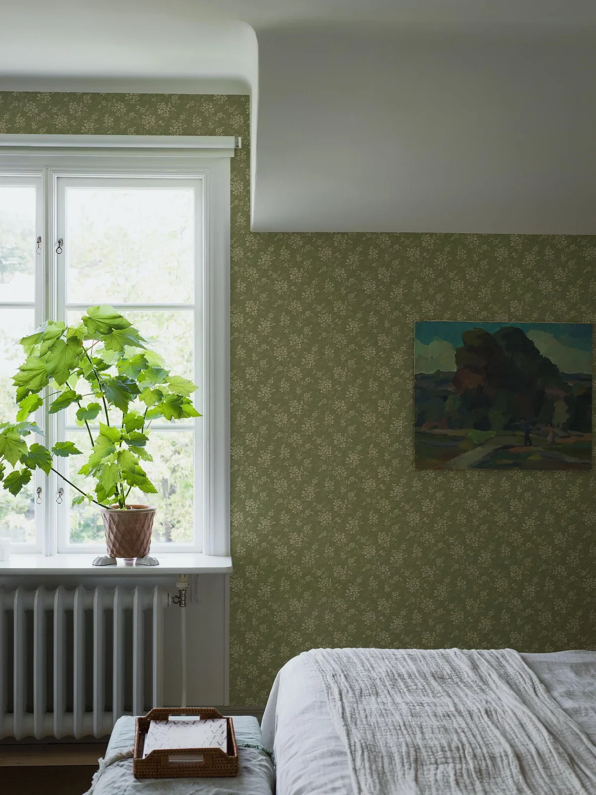 Tapeta z roślinnym wzorem kwiatów HIP ROSE zielony - Image 10
