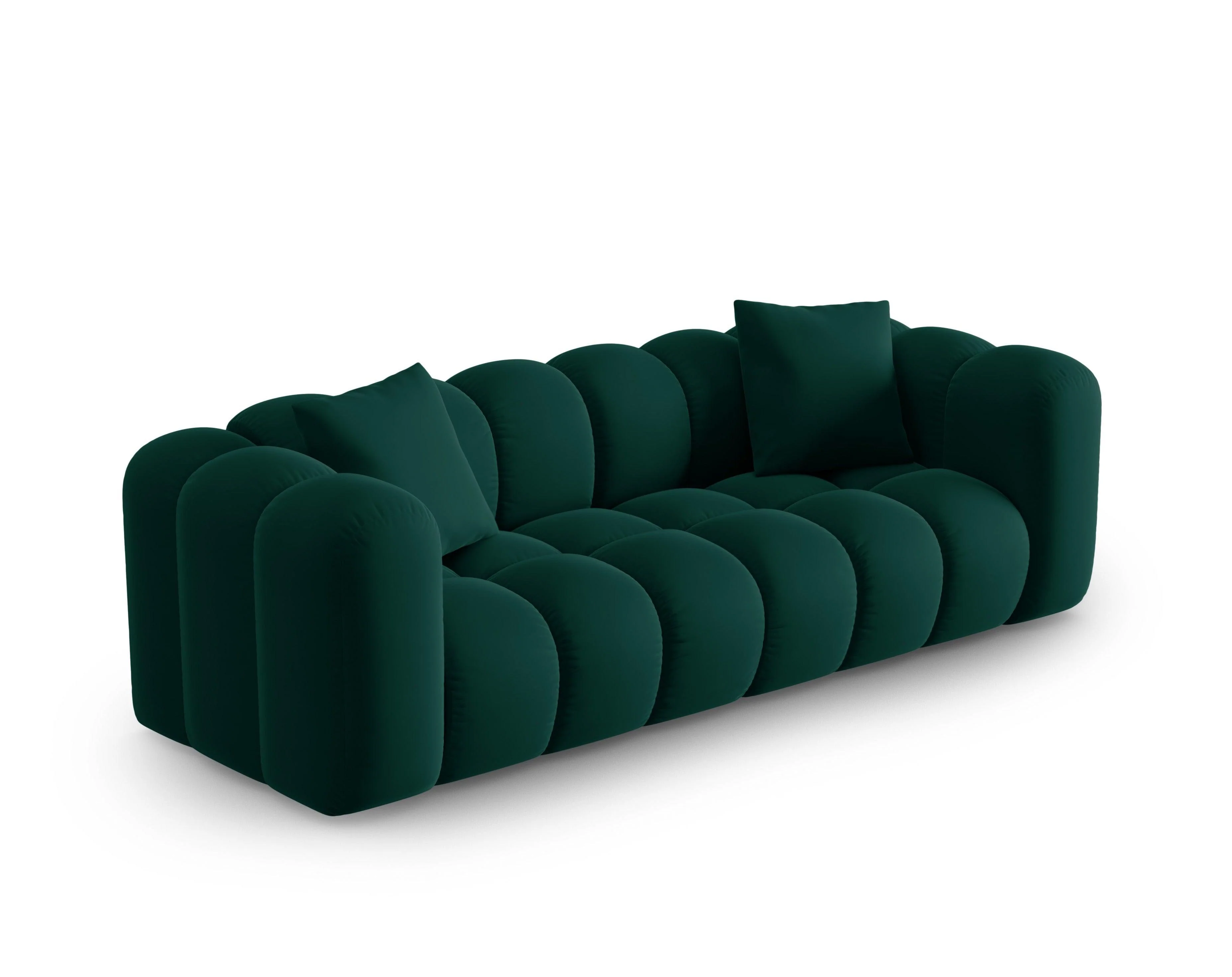 Sofa aksamitna 3-osobowa HALLEY butelkowa zieleń