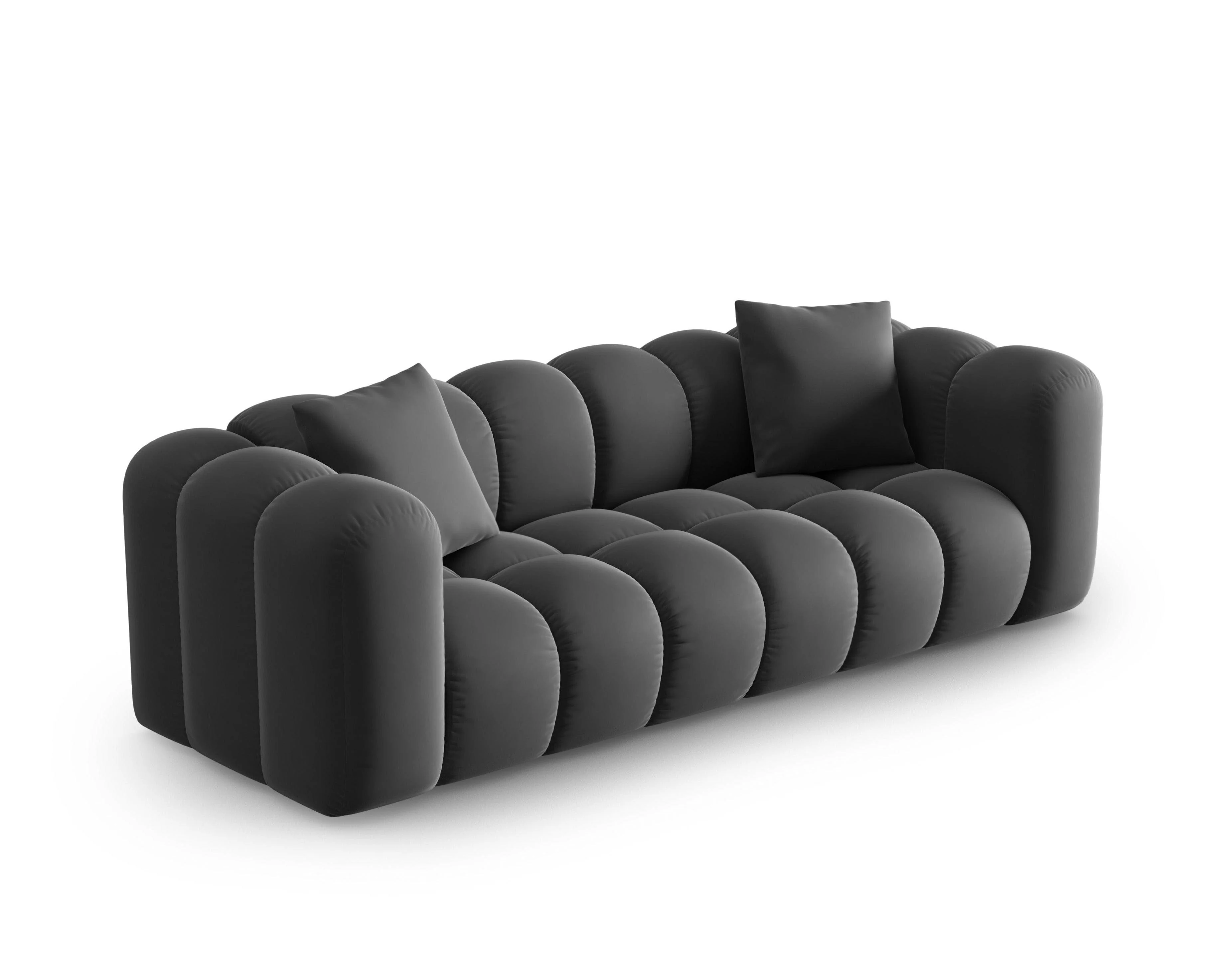 Sofa aksamitna 3-osobowa HALLEY szary