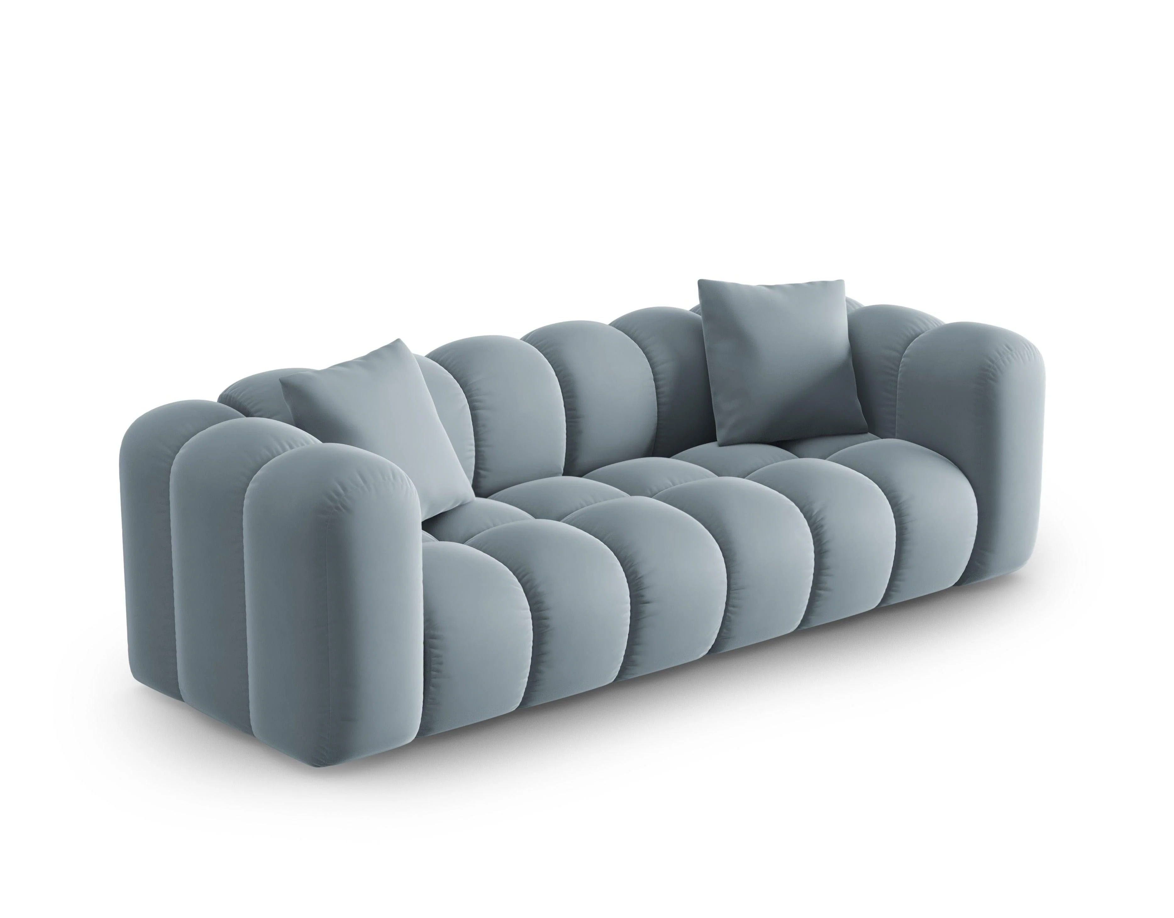 Sofa aksamitna 3-osobowa HALLEY jasnoniebieski