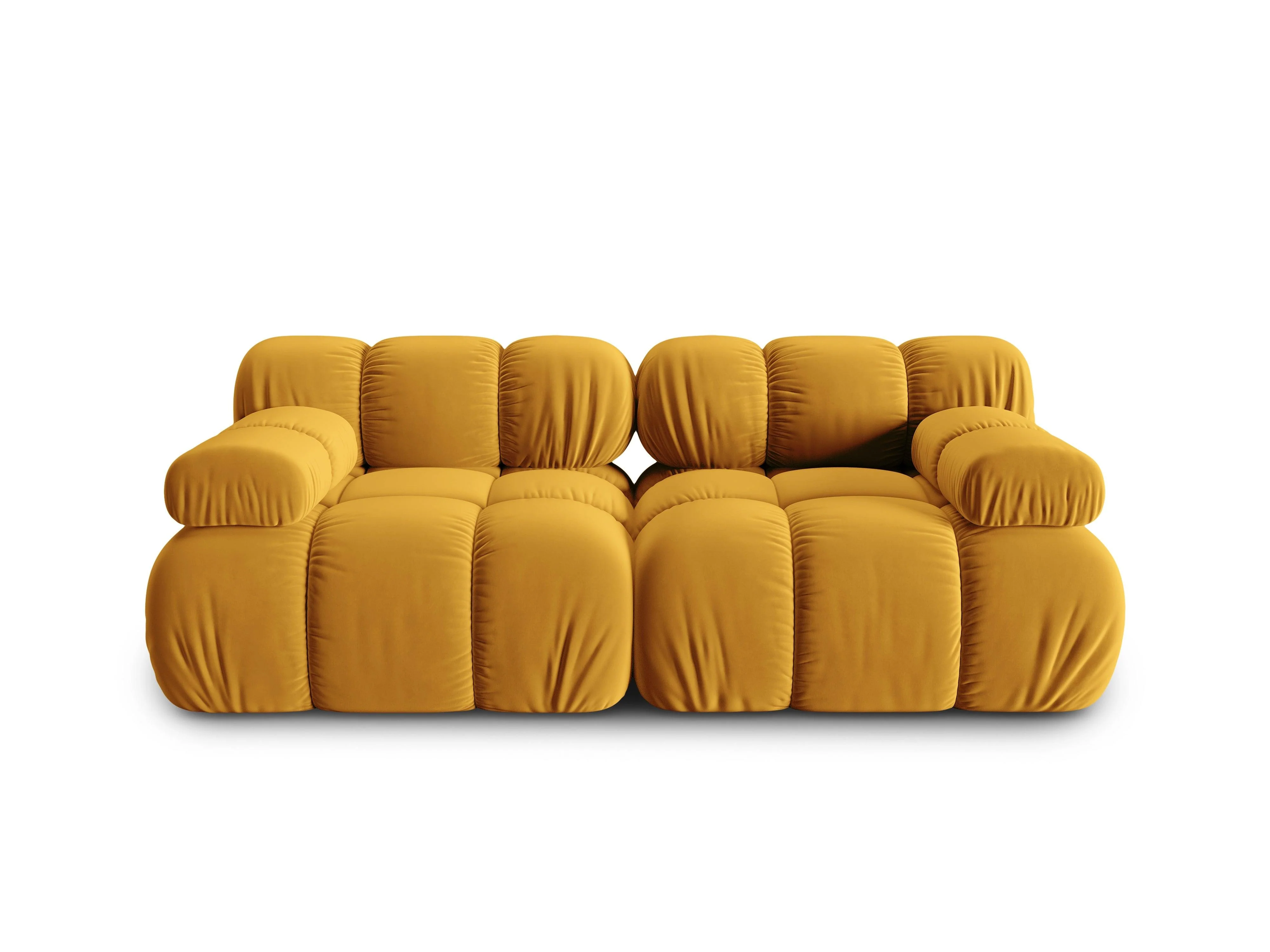 Sofa aksamitna 2-osobowa TROPEA musztardowy - Image 3