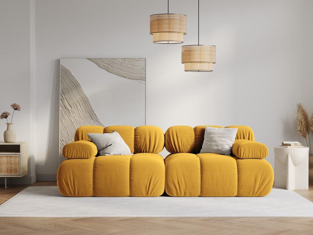 Sofa aksamitna 2-osobowa TROPEA musztardowy - Image 8