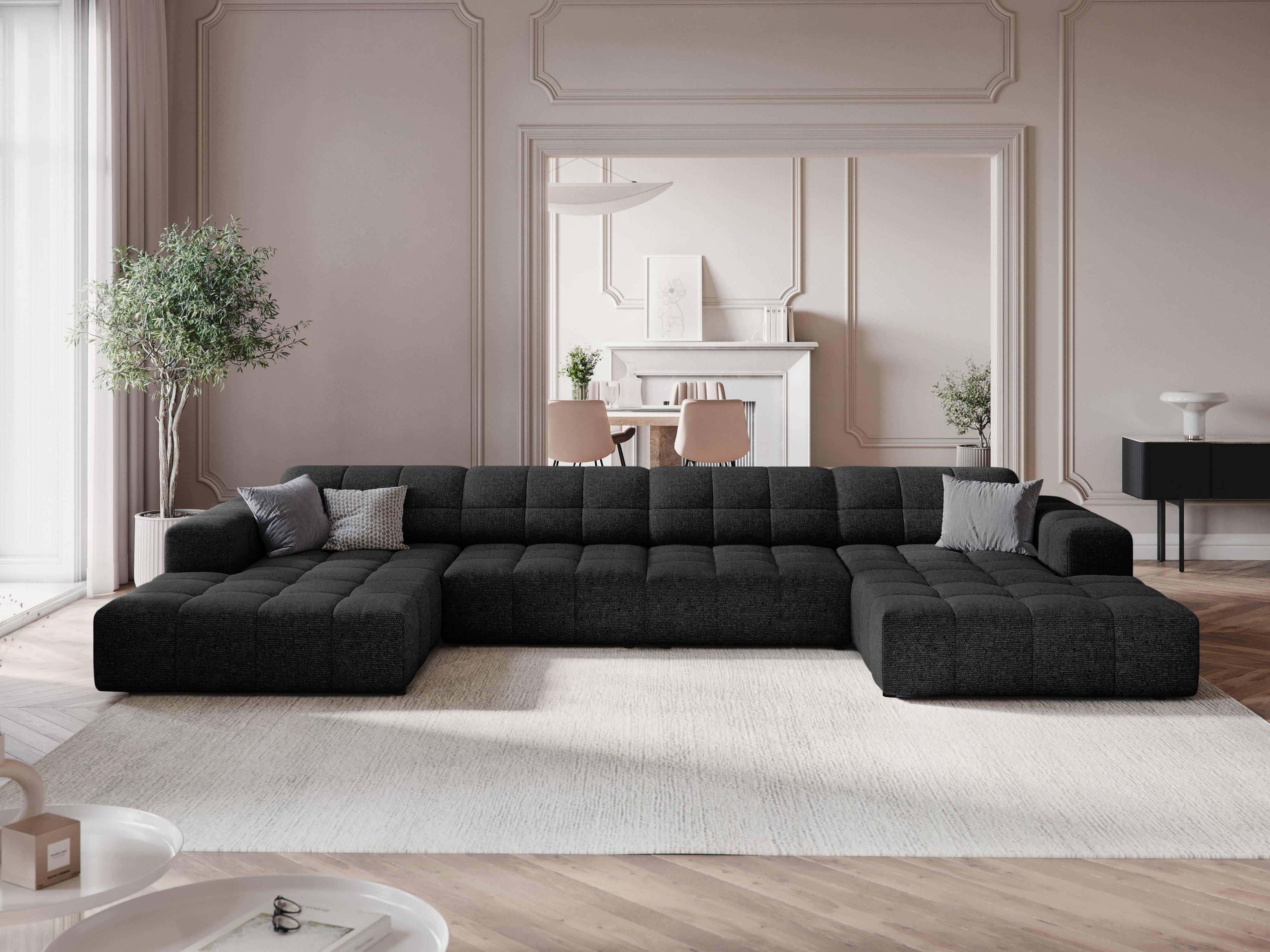 Sofa panoramiczna 6-osobowa CHICAGO czarny szenil - Image 2