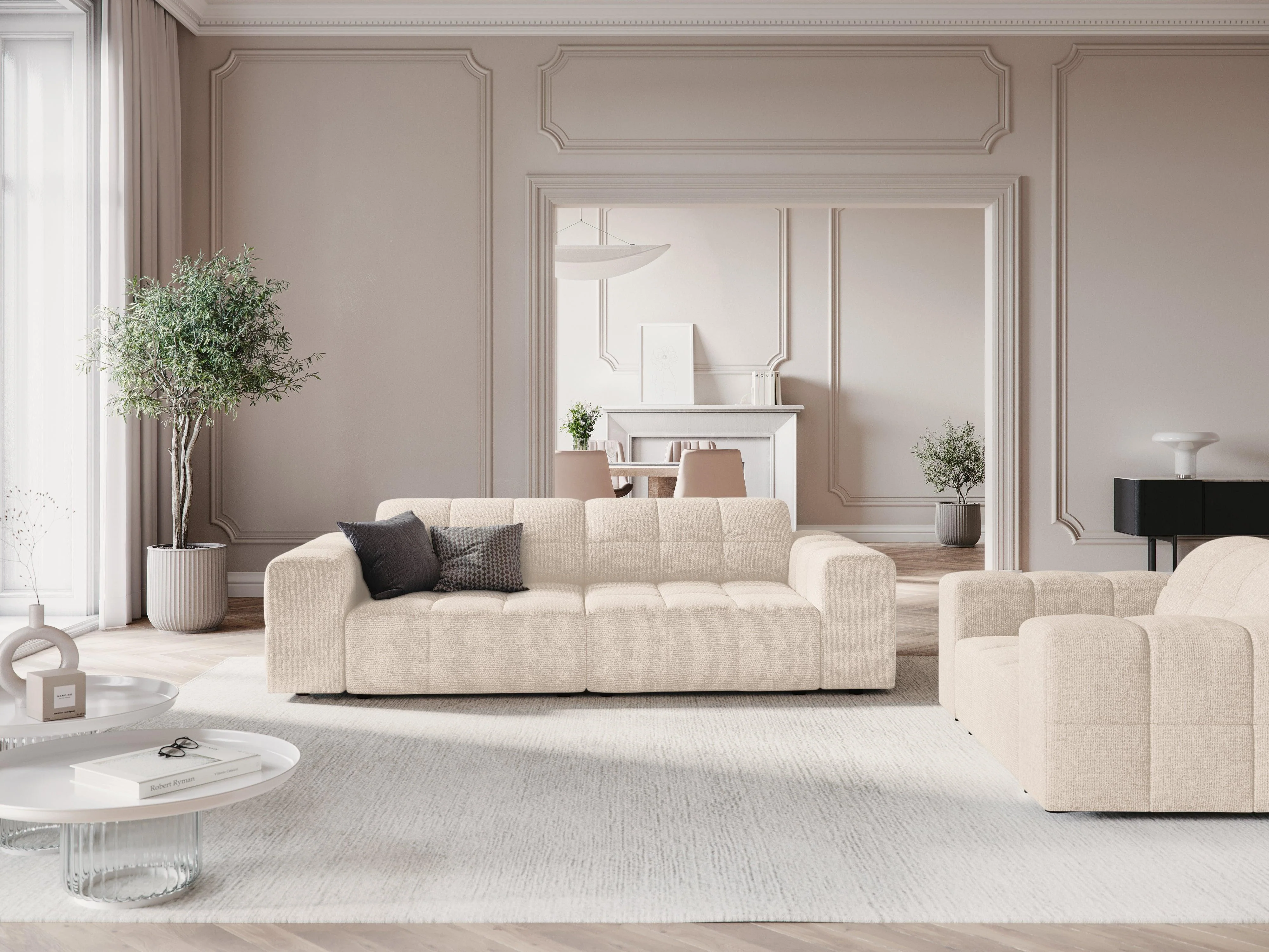 Sofa 3-osobowa CHICAGO jasnobeżowy szenil - Image 8