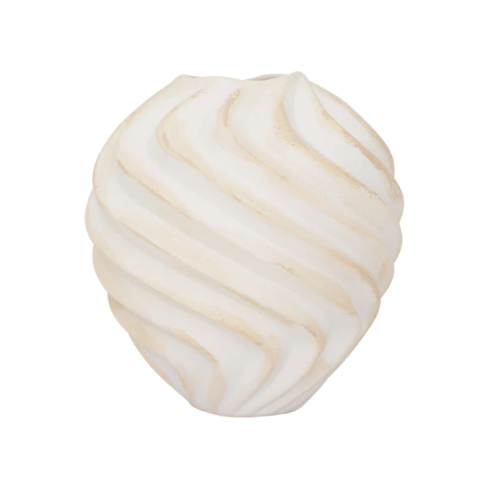 Wazon ceramiczny RIBBED beżowy z białym - Image 3
