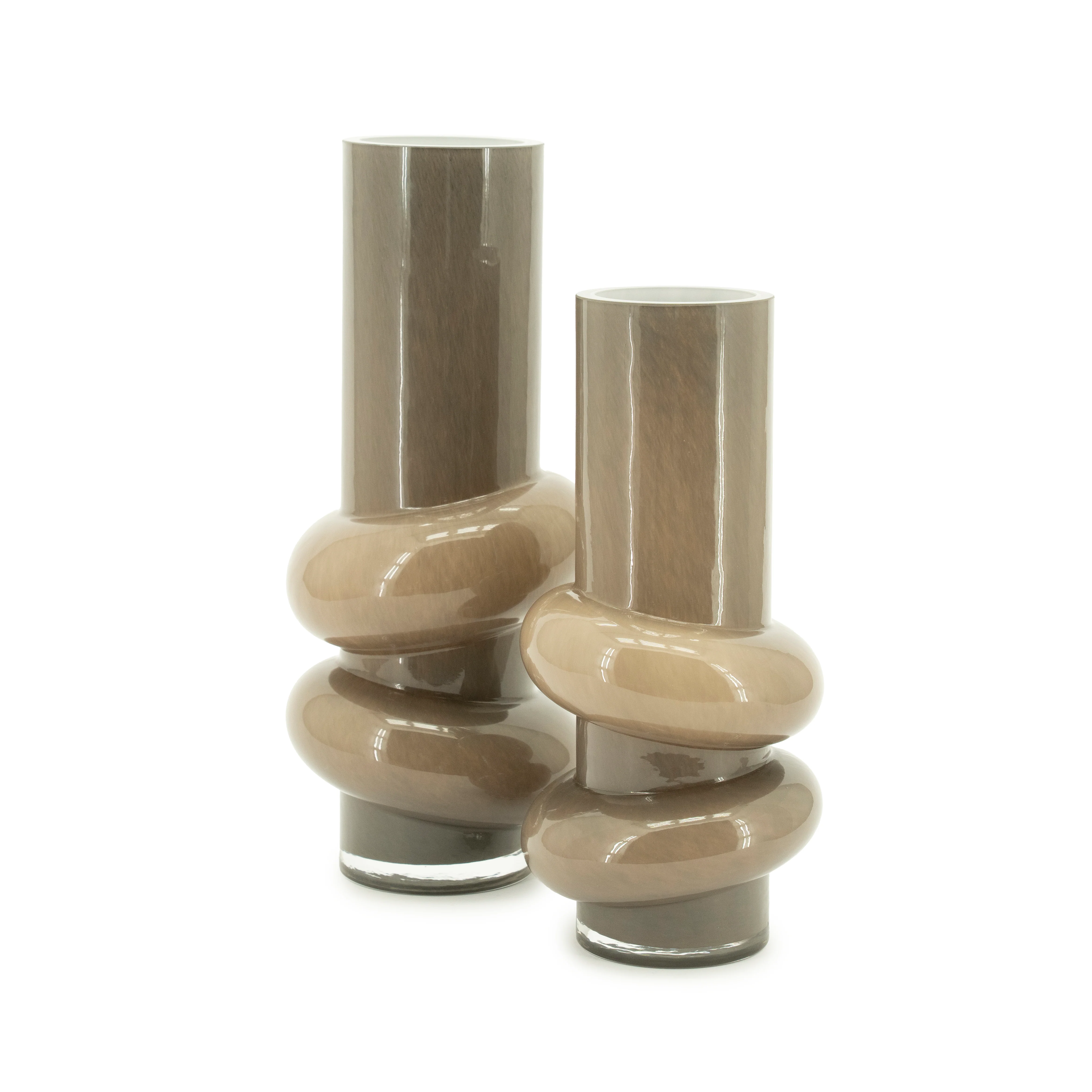 Wazon szklany CURBLE taupe z zielonym - Image 3