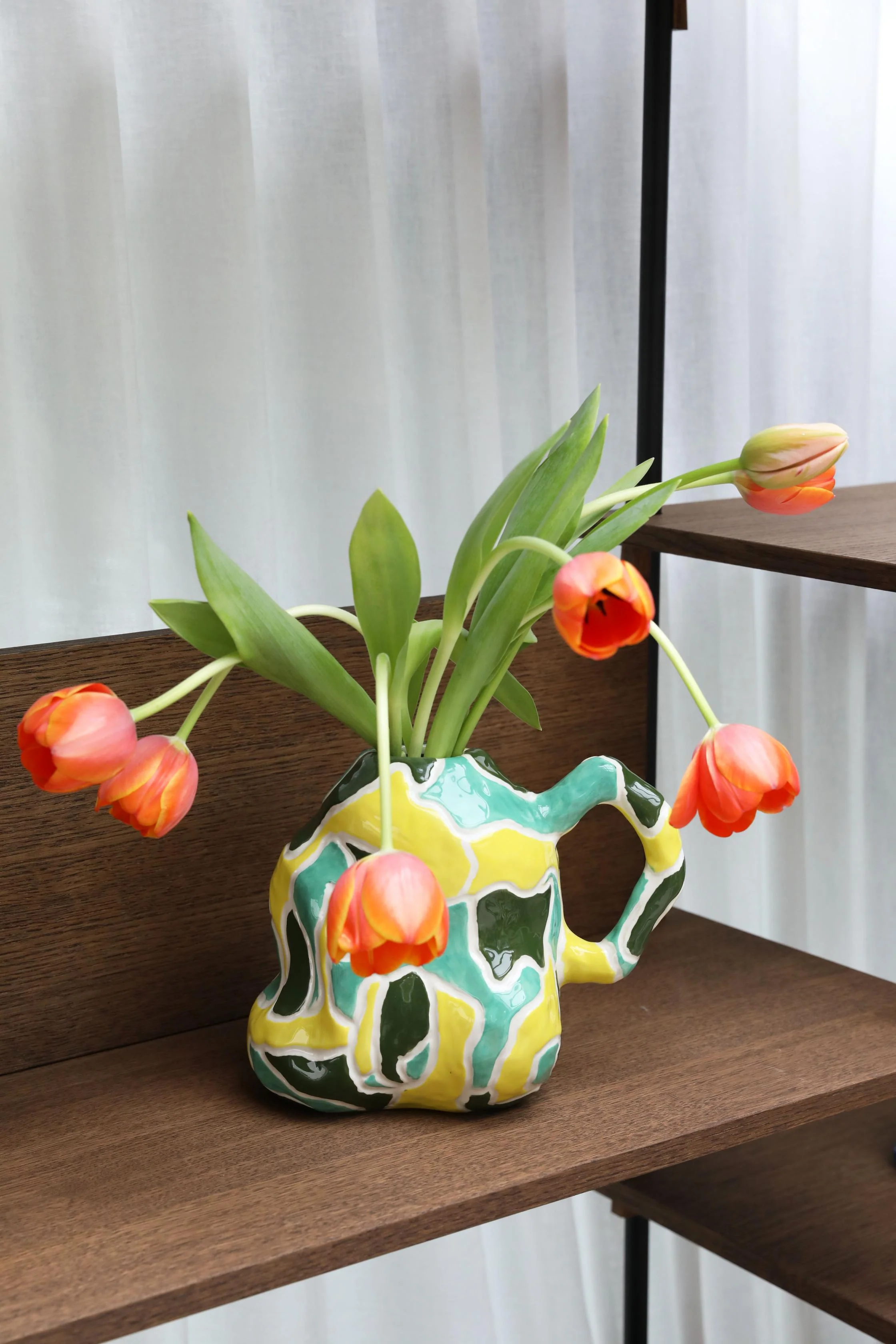Wazon JUG-A-VASE zielony z żółtym i białym - Image 2