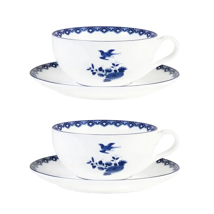 Zestaw filiżanek ze spodkiem DELFTWARE biały z niebieskim - Image 4