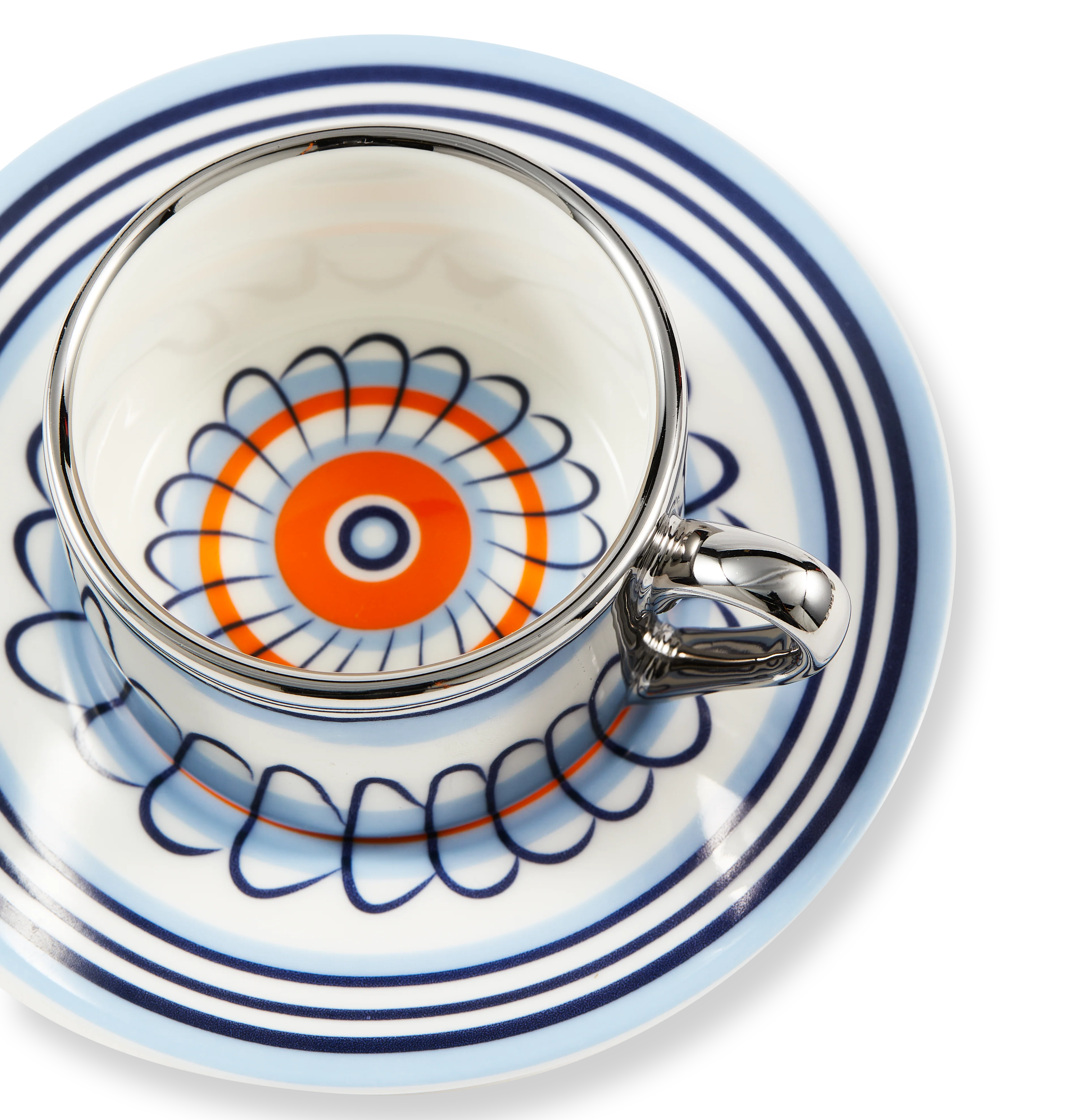 Zestaw filiżanek do espresso FLORAL pomarańczowy i niebieski - Image 7