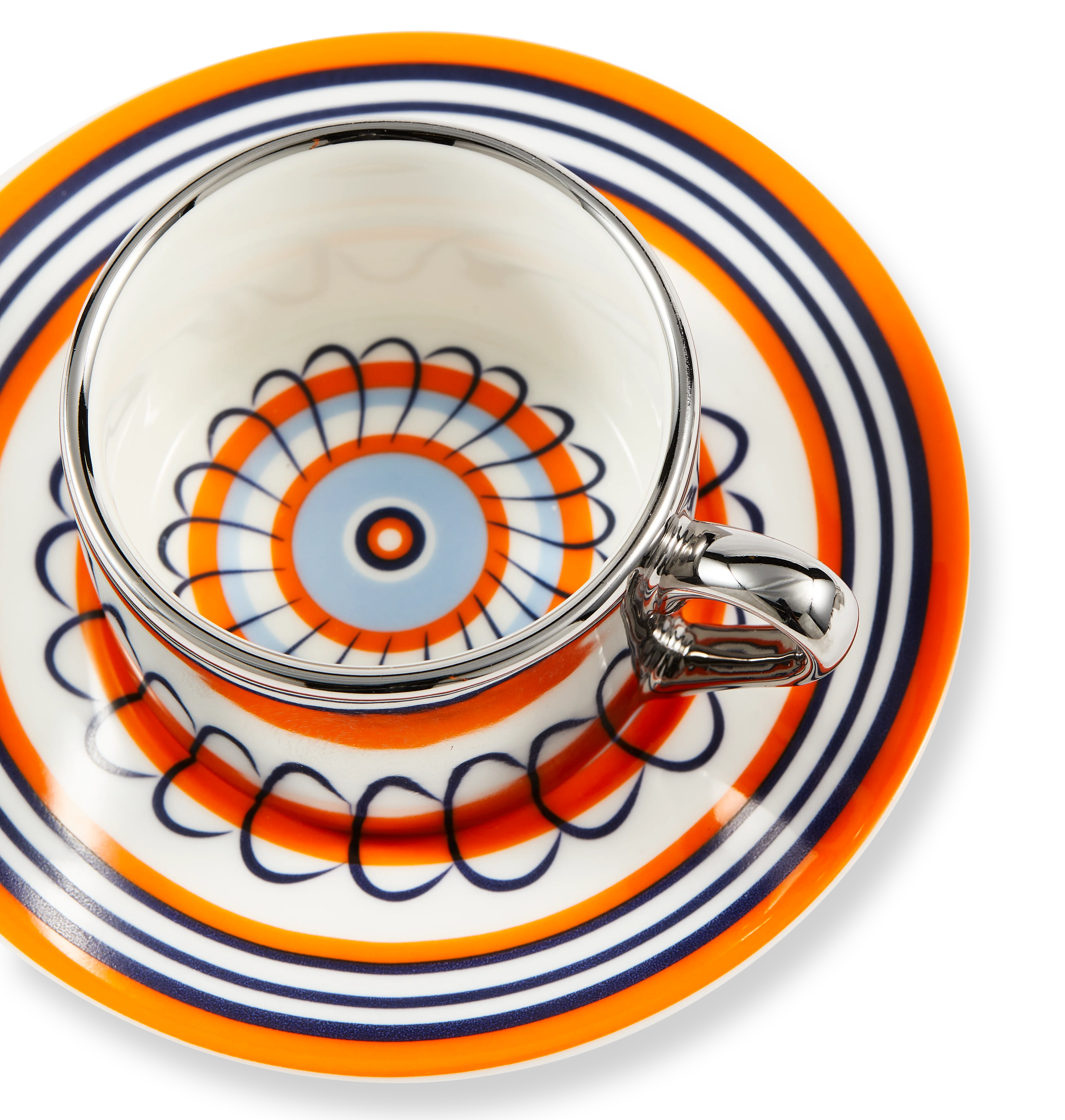Zestaw filiżanek do espresso FLORAL pomarańczowy i niebieski - Image 8
