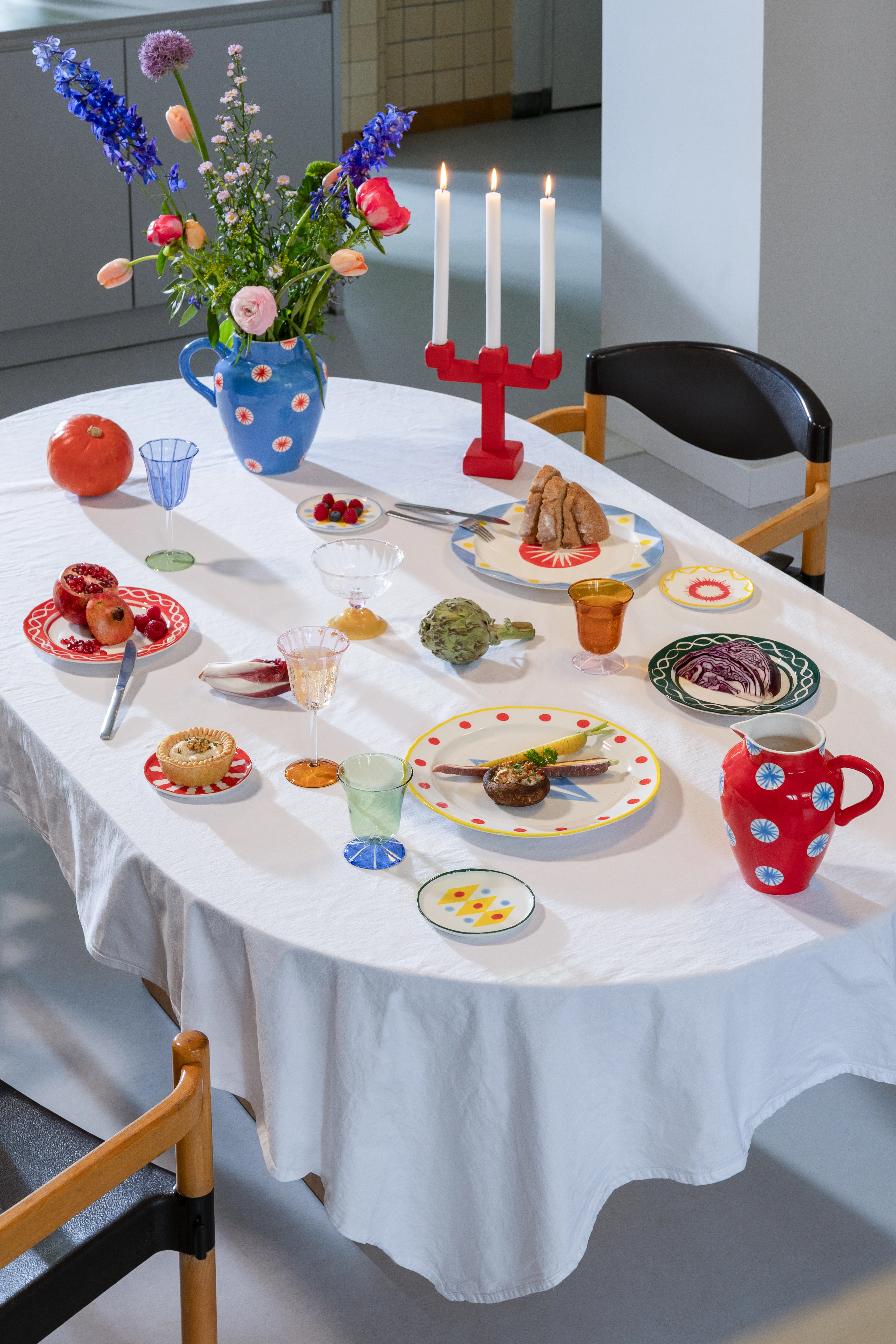 Zestaw szklanych kieliszków EVE różowy z bursztynowym - Image 3