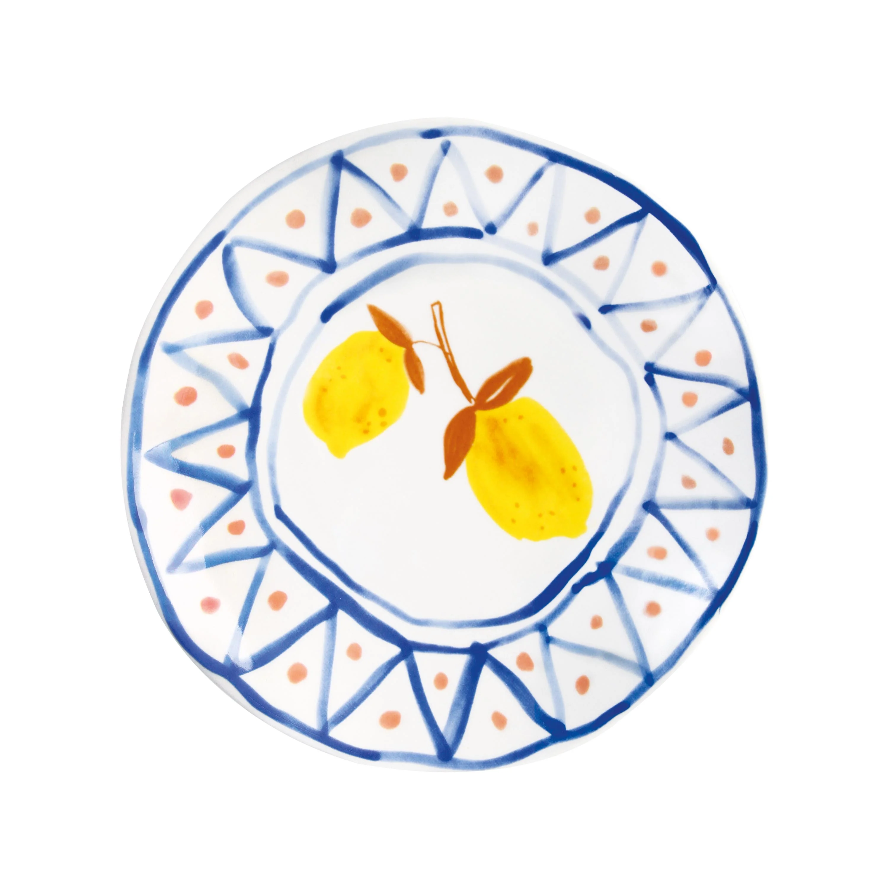 Zestaw talerzyków LEMON MOROCCAN biały z niebieskim i żółtym - Image 3