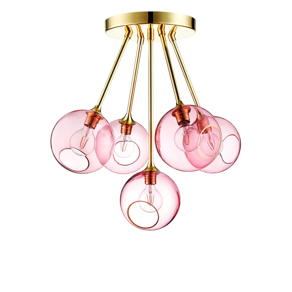 Lampa wisząca BALLROOM MOLECULE różowy ze złotym wykończeniem