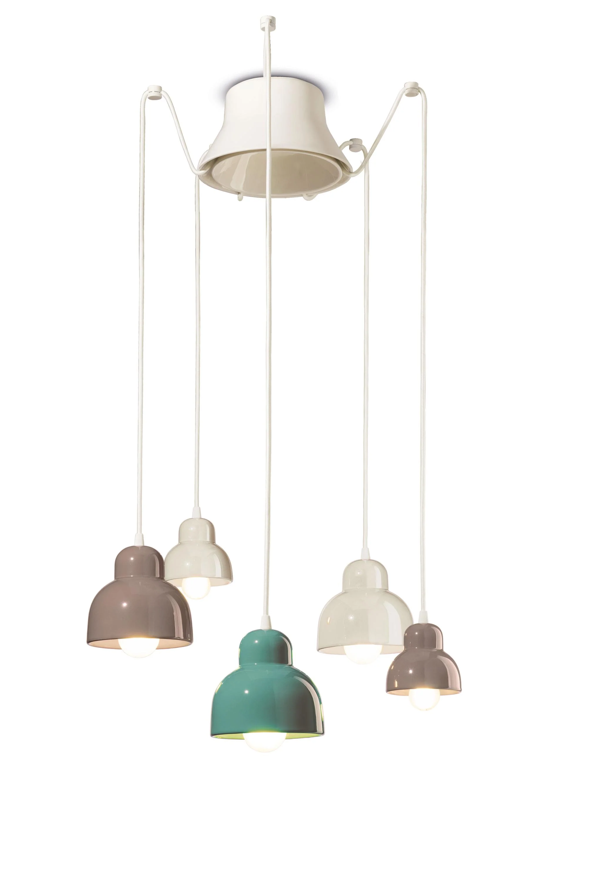 Żyrandol ceramiczny BERIMBAU MIX kremowy z beżowym i turkusowym - Image 2